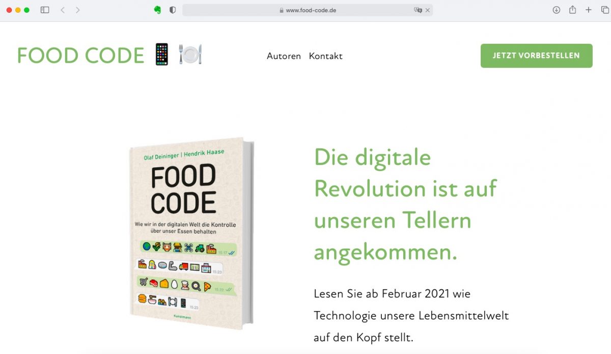 Screenshot der Website food-code.de